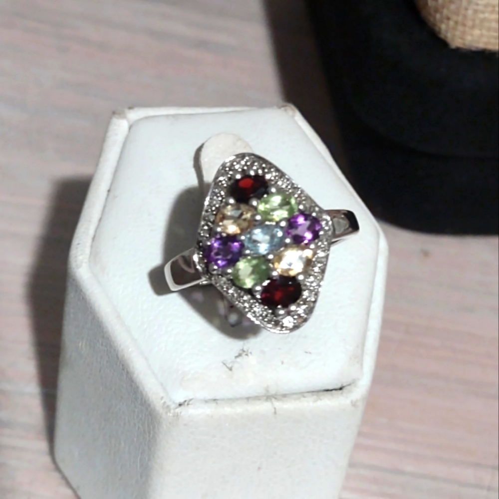 QVC RING STERLING & SEMI PRECIOUS STONES SIZE 8.5